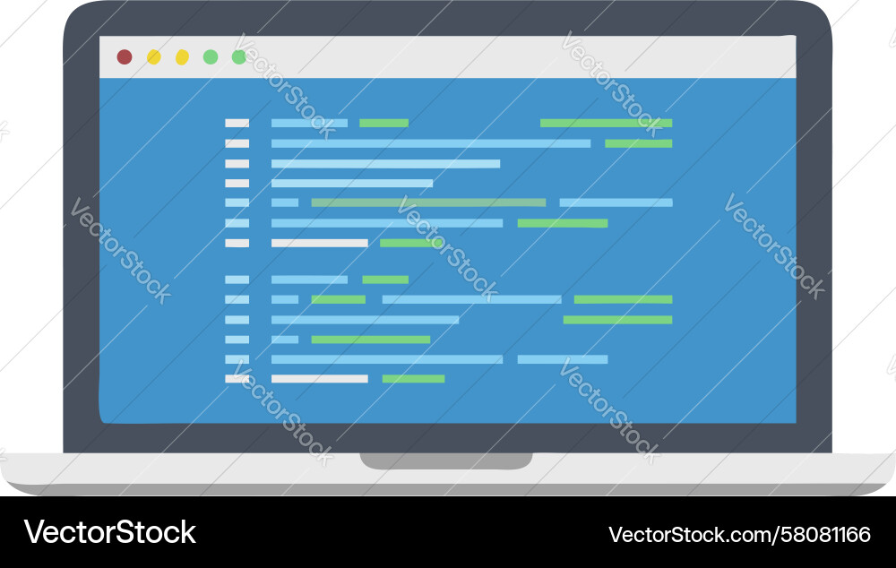 Code on Laptop - Digital Workspace vector image