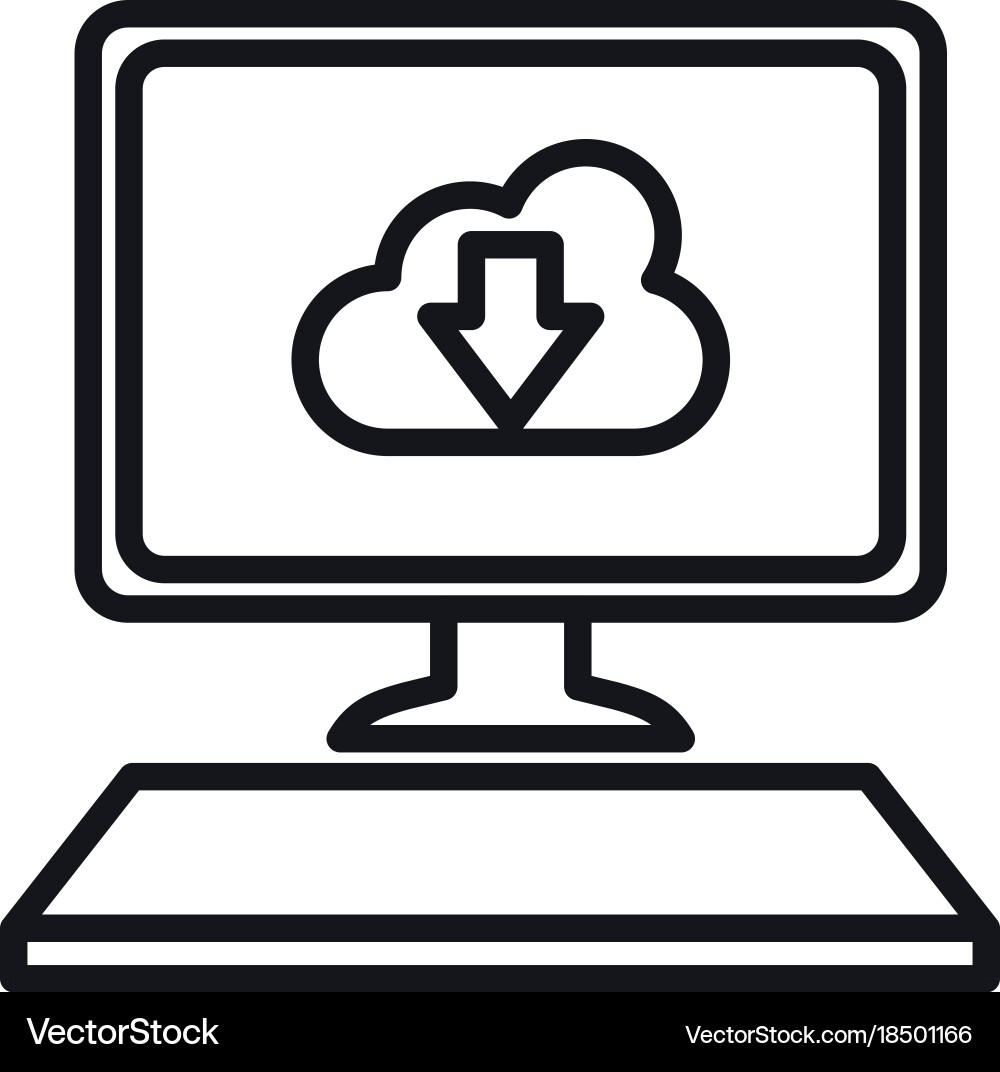Desktop computer with cloud computing vector image