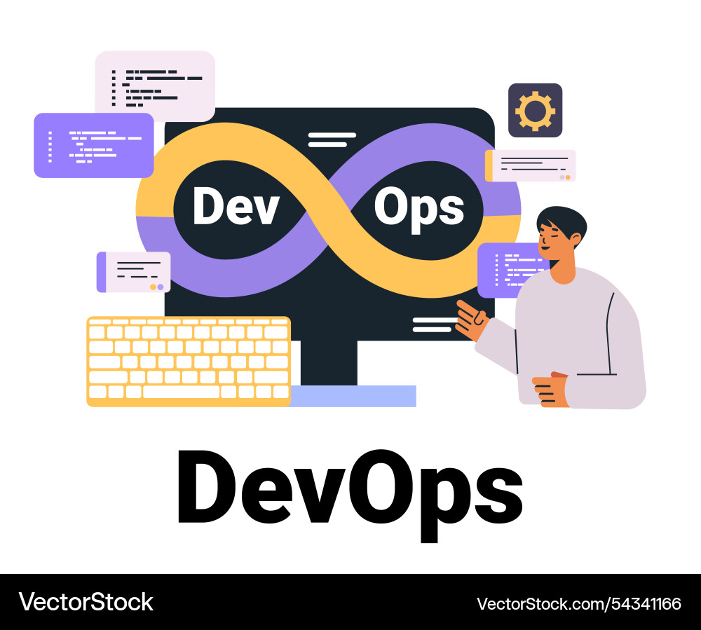 Devops concept with infinity loop symbol Devops concept with infinity loop symbol vector image