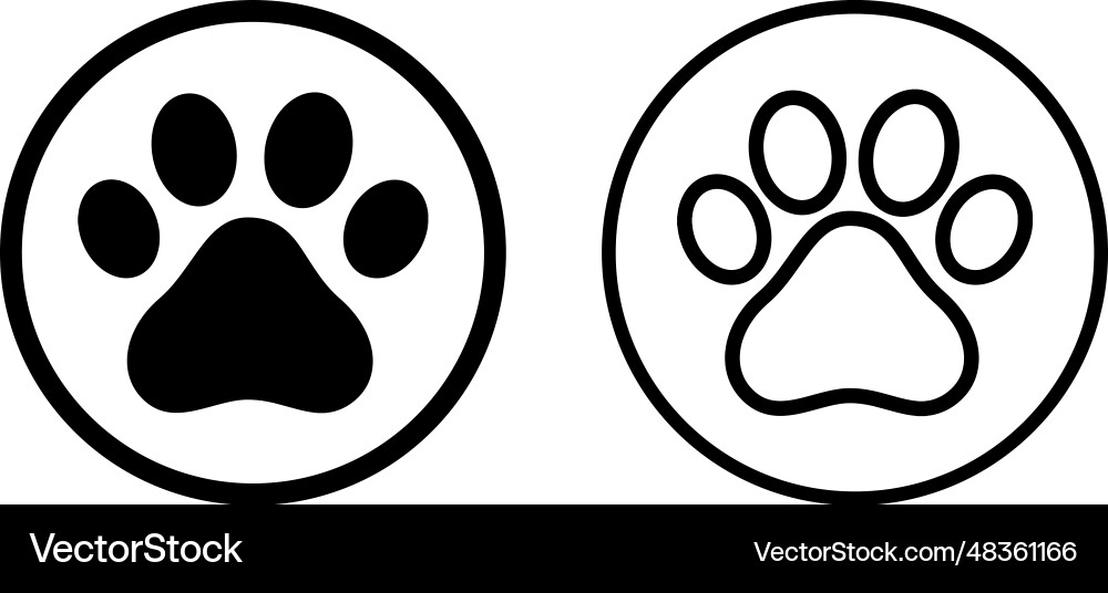 Dog Paw Print Icon Set - Two Styles vector image