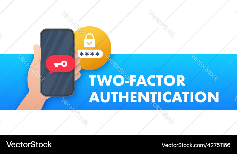 Dual factor authentication concept based isometric Vector Image
