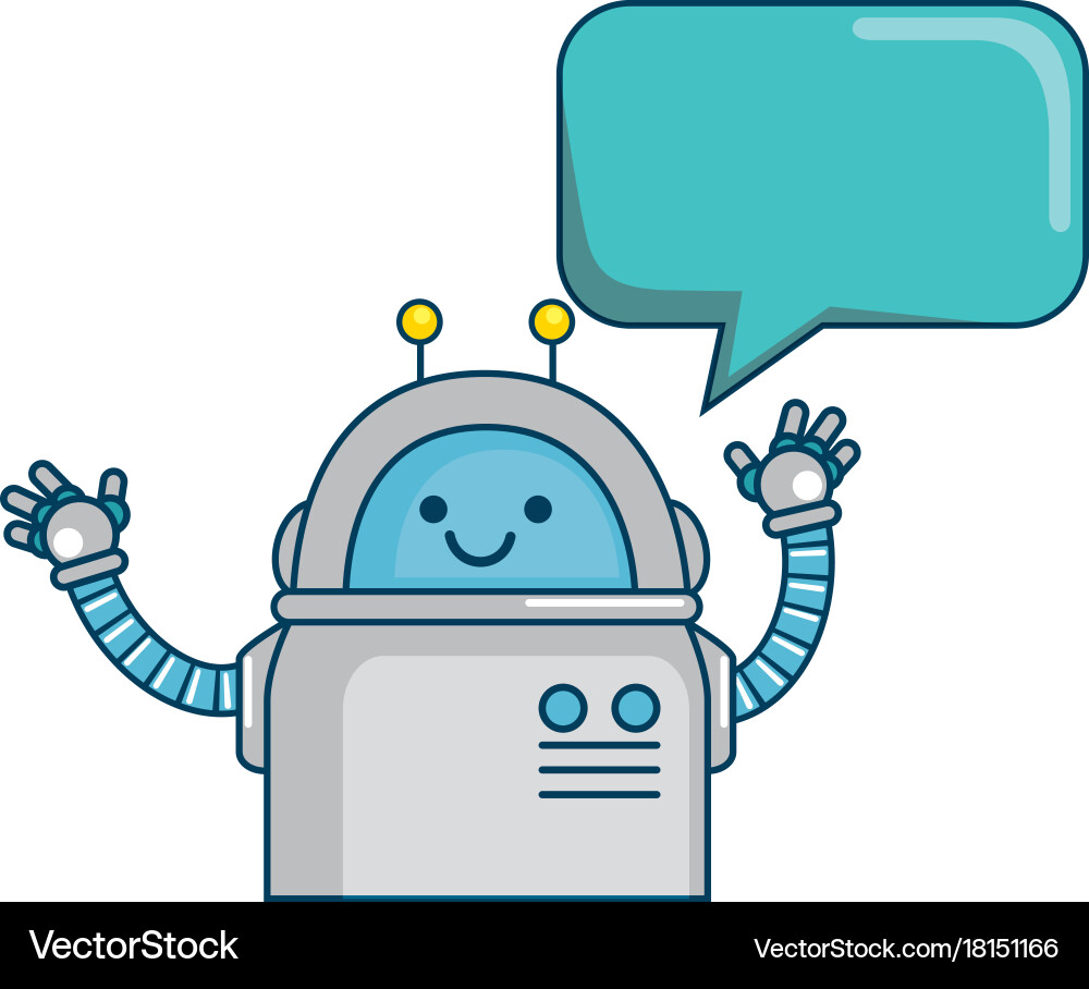 Electronic robot with speech bubble character Vector Image