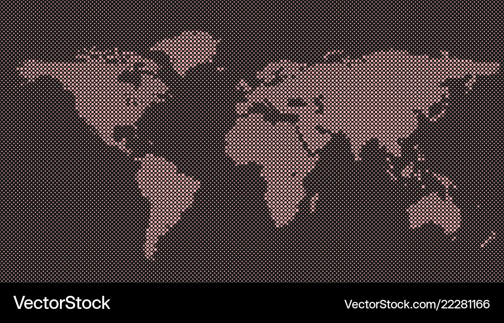 Halftone dot pattern world map background Vector Image