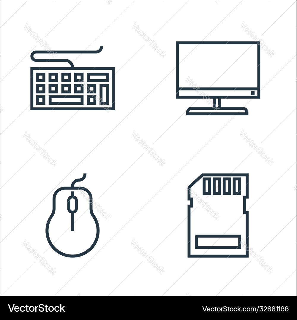 Hardware line icons linear set quality Vector Image