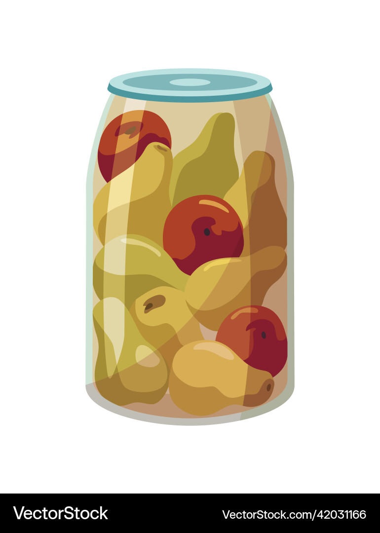 Jar konservierte Fritesendose aus gepflücktem Apfel und Birne Jar konservierte Fritesendose aus gepflücktem Apfel und Birne vektorbild