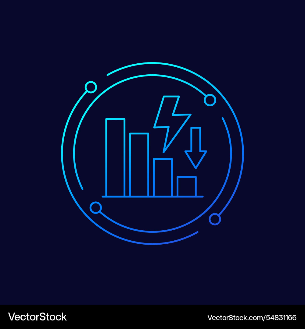 Power consumption reduction icon linear design vector image