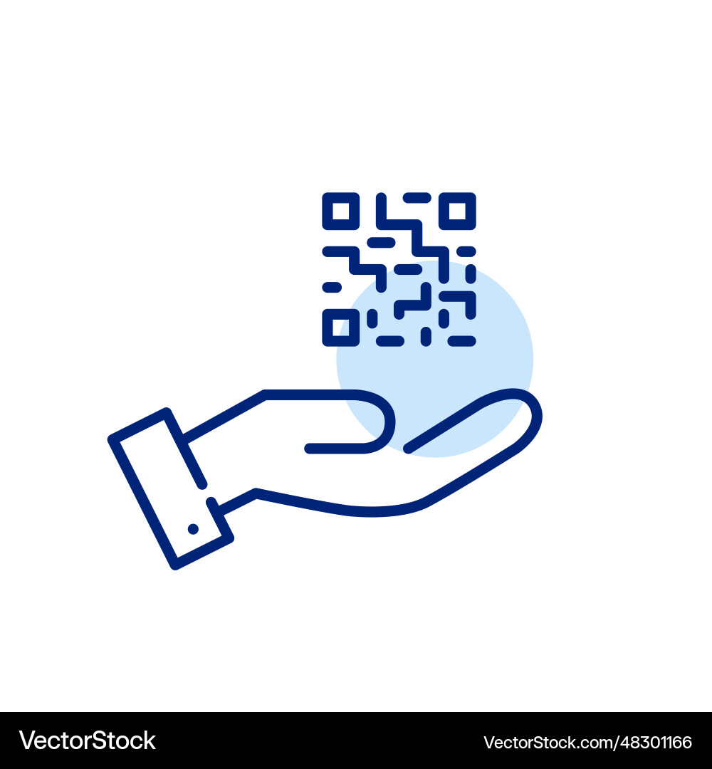 Qr code in hand payment and links pixel perfect Qr code in hand payment and links pixel perfect vector image