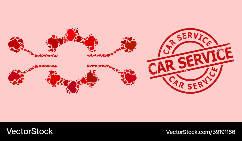 Rubber car service seal and red valentine gear Rubber car service seal and red valentine gear Vector Image