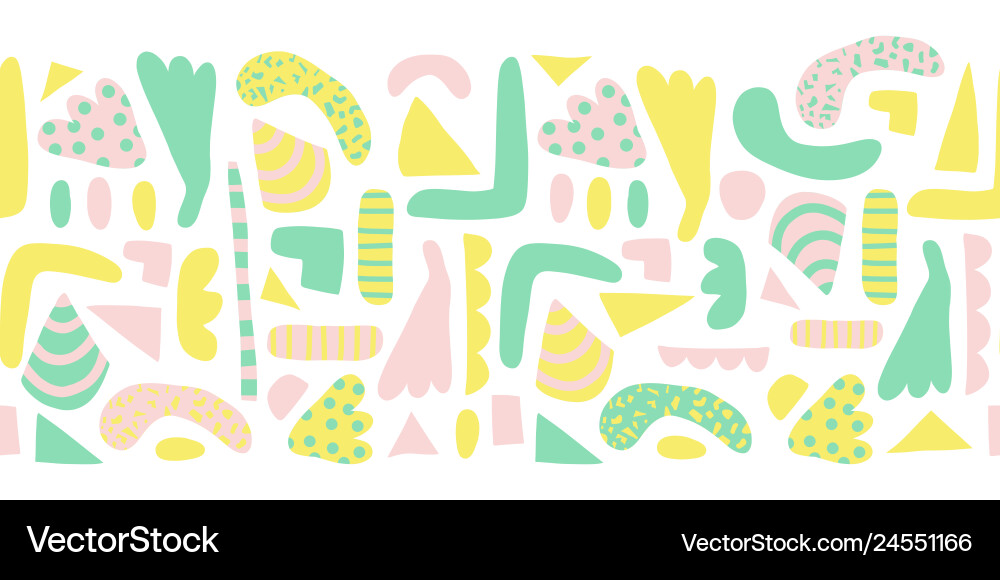 Seamless horizontal border modern abstract shapes Seamless horizontal border modern abstract shapes Vector Image
