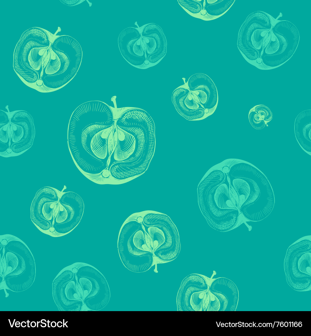 Seamless pattern with apples cut in half vector image