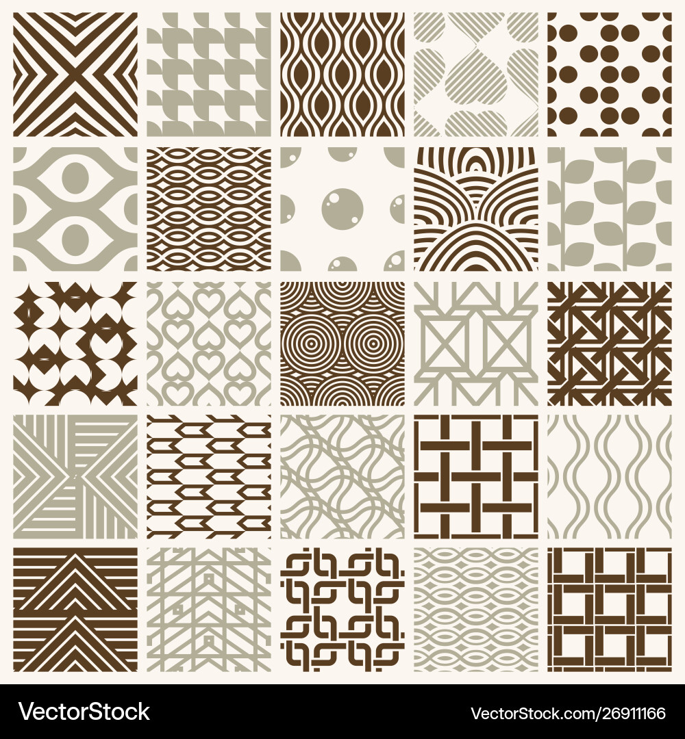 Set endless geometric patterns composed Set endless geometric patterns composed Vector Image