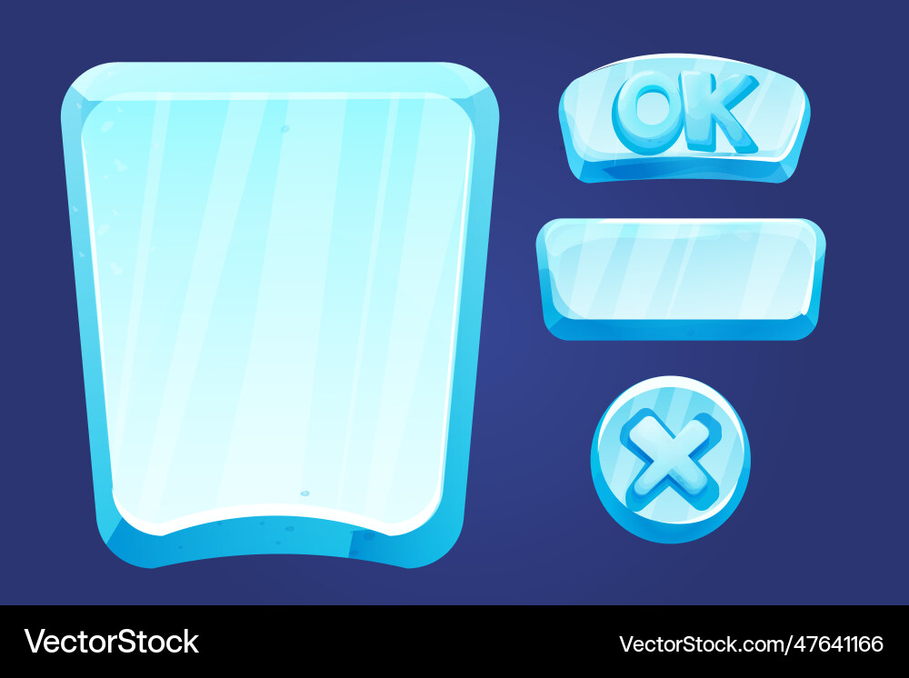 Set frozen ice frames panels for game menu arows Set frozen ice frames panels for game menu arows vector image