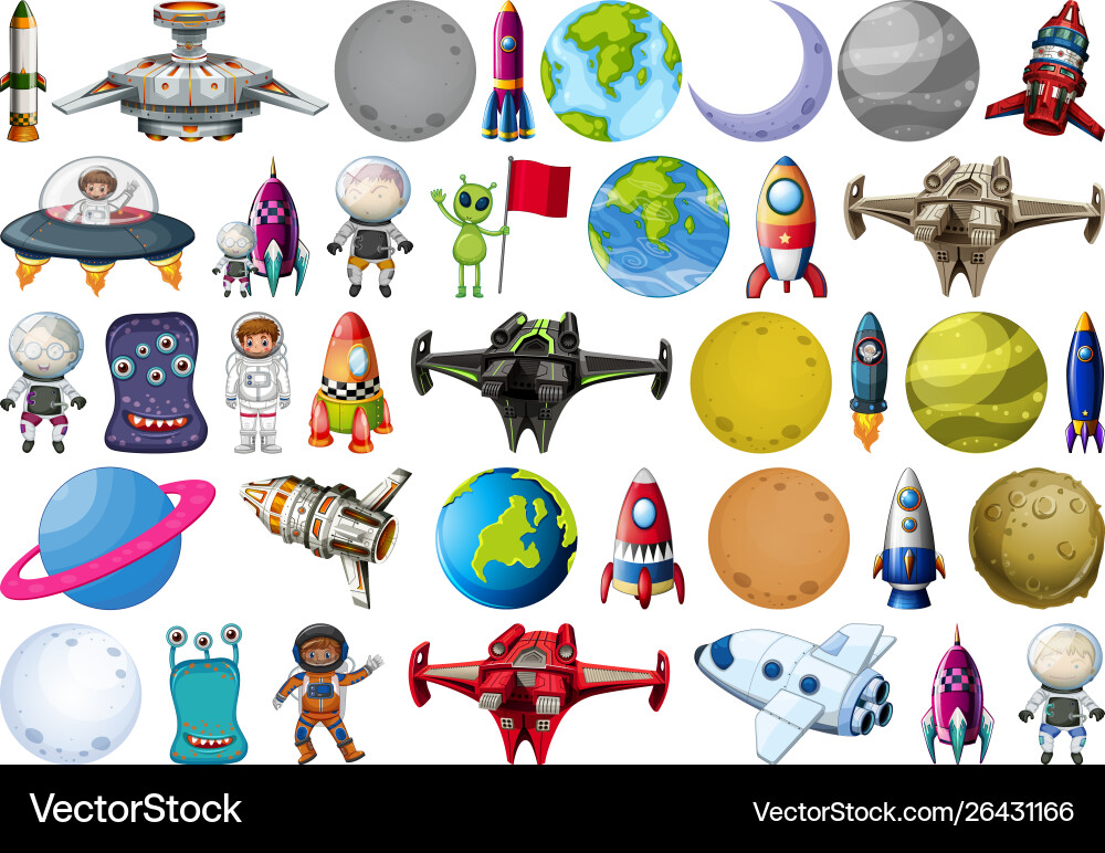 Space Planets and Objects vector image