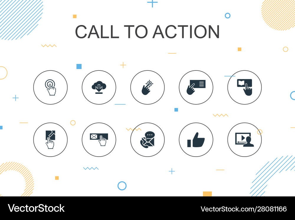 Thin Line Call to Action Icons vector image