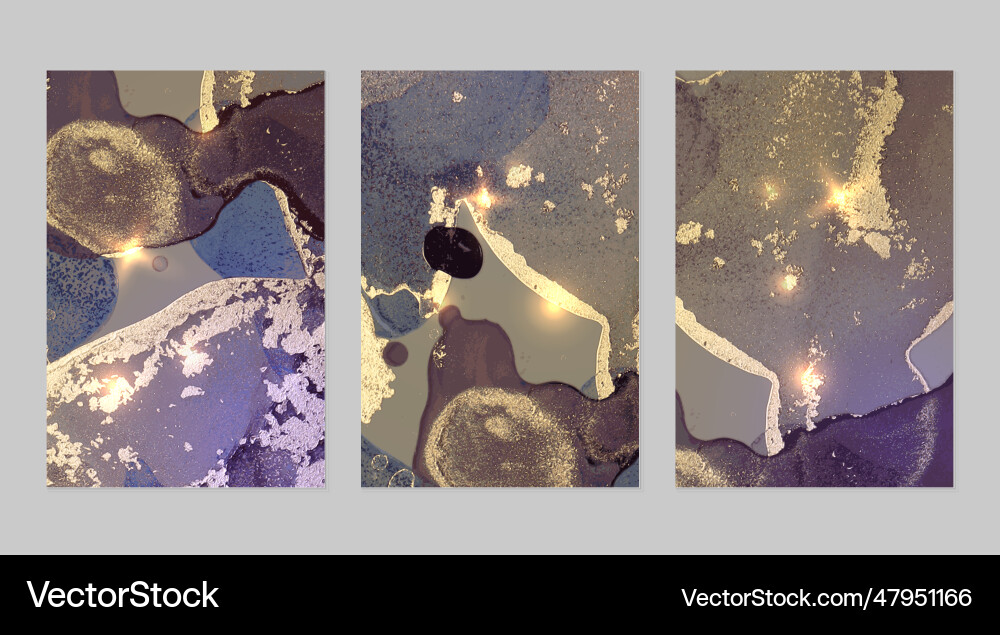 Violet and gold pattern with texture of geode Vector Image