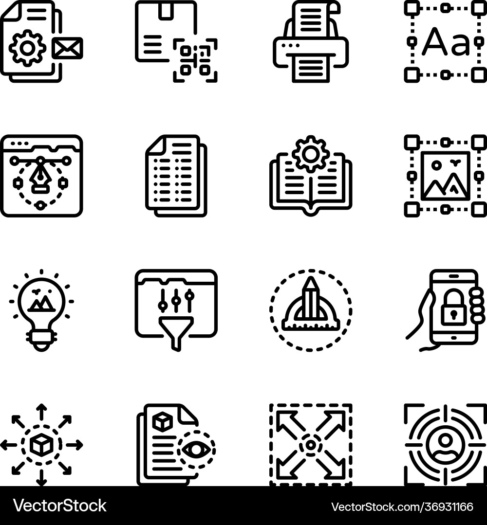 Web design and editing tools linear icons Web design and editing tools linear icons Vector Image