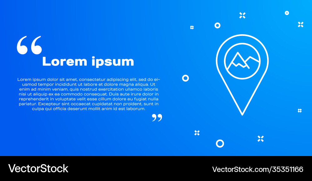 White line map pointer with mountain icon isolated vector image