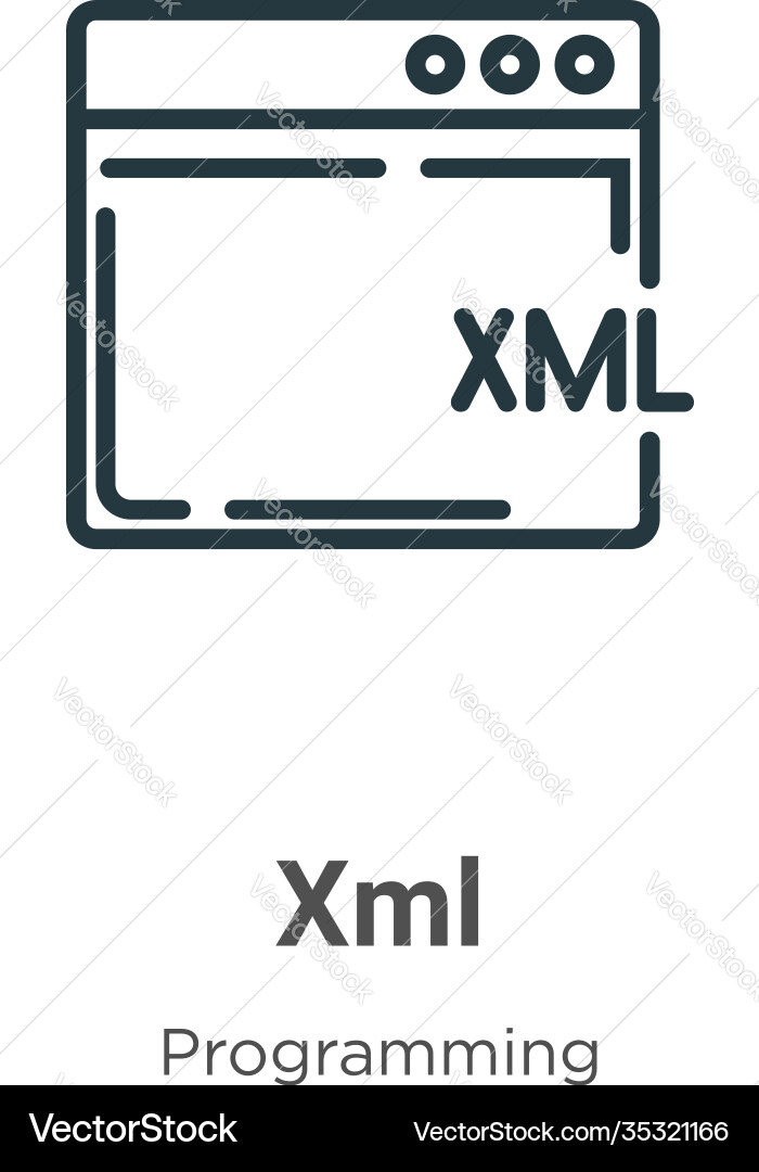 Xml Kontur Symbol dünne Linie schwarz flach Xml Kontur Symbol dünne Linie schwarz flach vektorbild