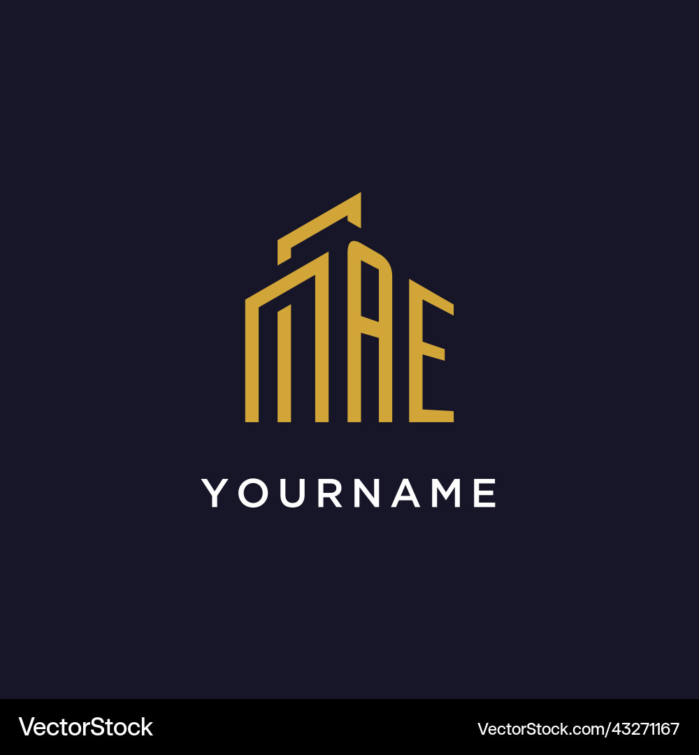Ae initial monogram with building logo design Vector Image