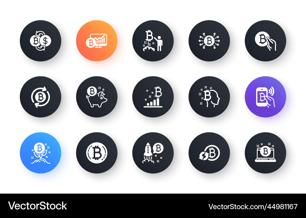 Bitcoin icons blockchain crypto ico vector image