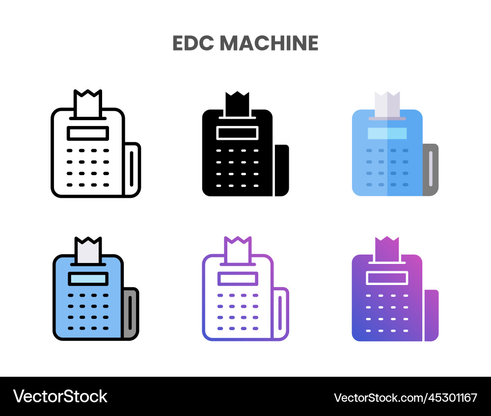 Edc machine icons set with different styles Edc machine icons set with different styles vector image