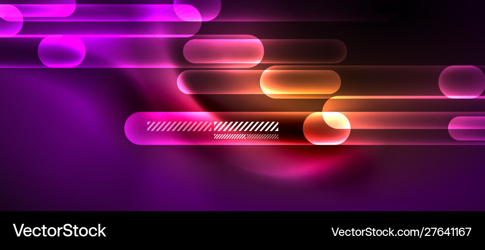 Glass neon block and lines abstract background Vector Image