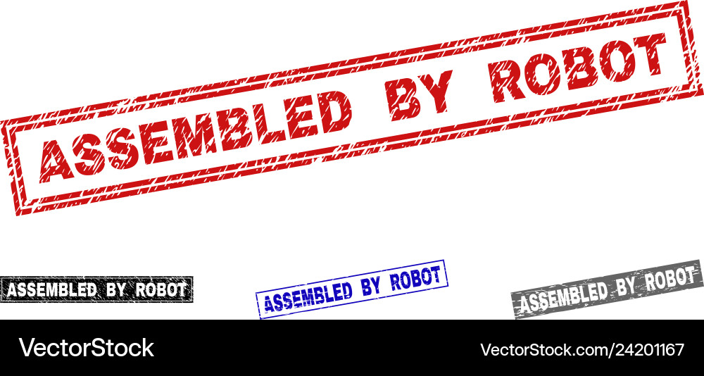 Grunge assembled by robot textured rectangle Vector Image