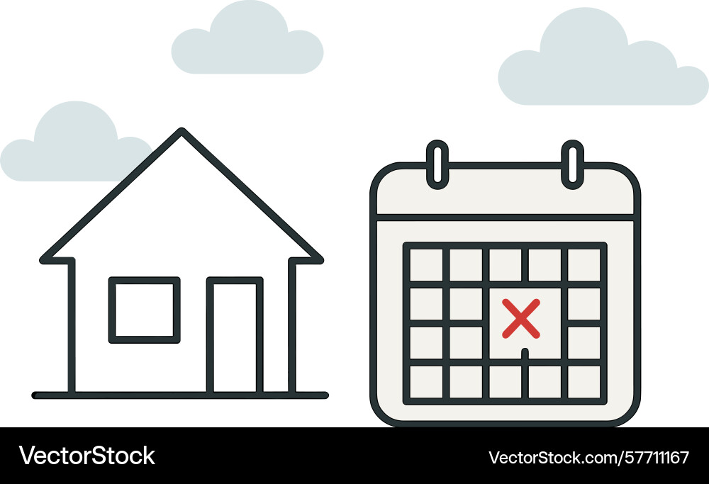 House closing date marked on calendar with red x House closing date marked on calendar with red x vector image