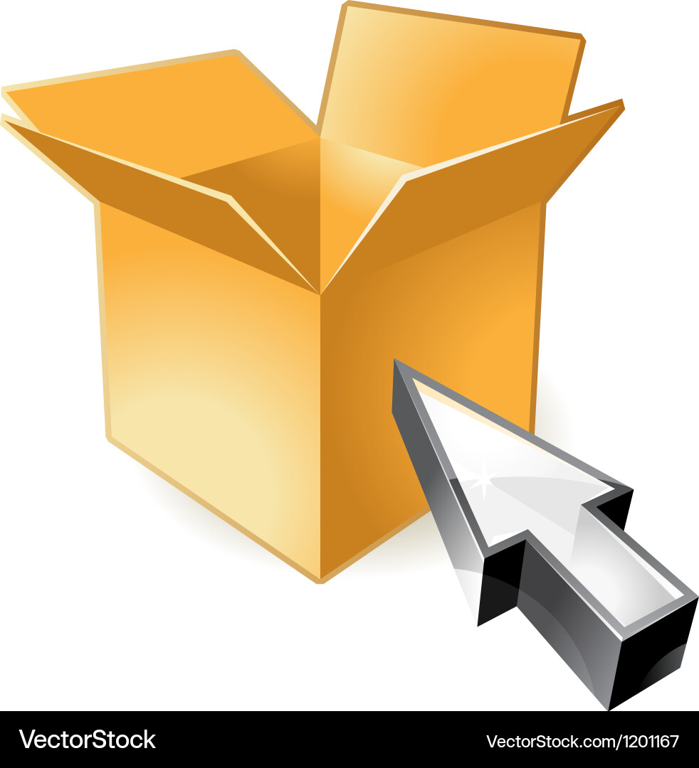 Icon of box and pointer Vector Image