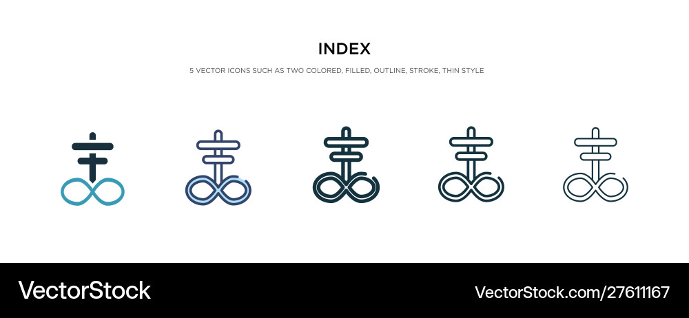 Index icon in different style two colored Vector Image