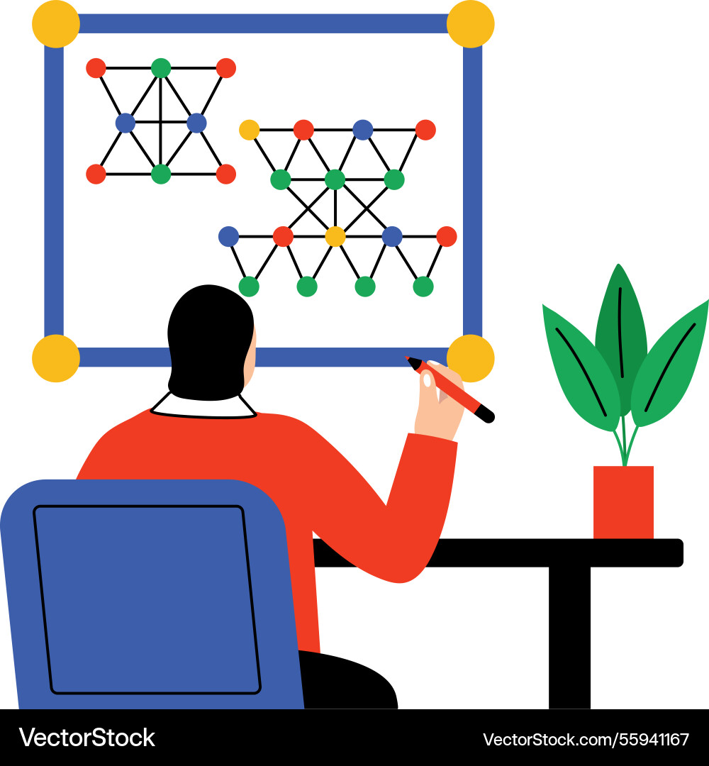 Math student solving problem flat style vector image