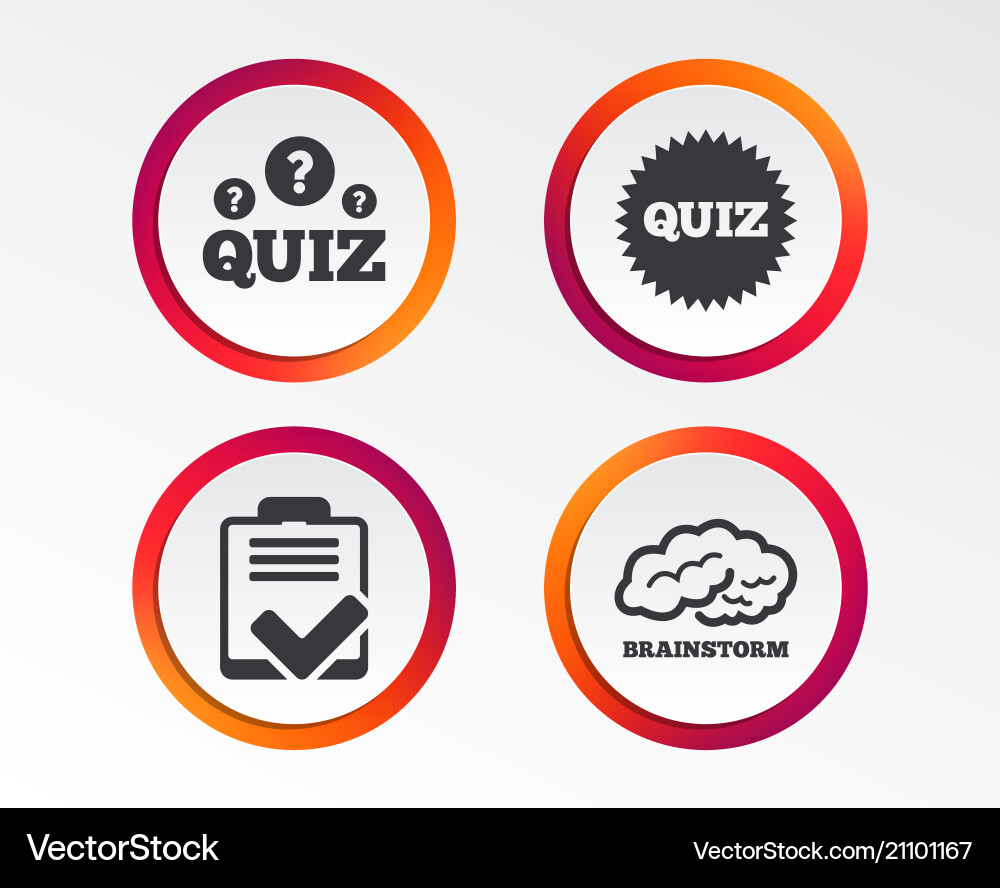Quiz icons checklist and brainstorm symbols Quiz icons checklist and brainstorm symbols vector image