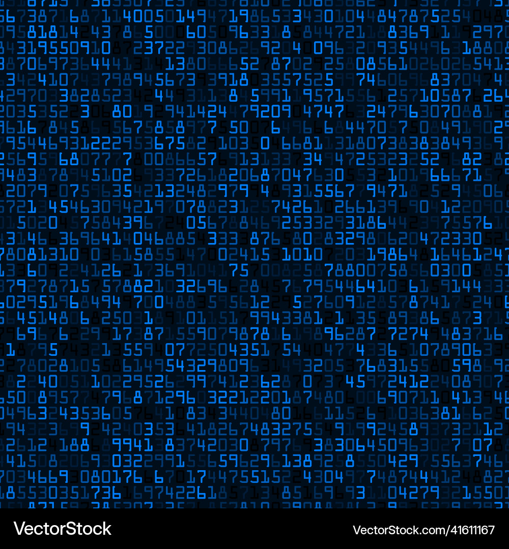 Random symbols seamless pattern blue numbers Vector Image