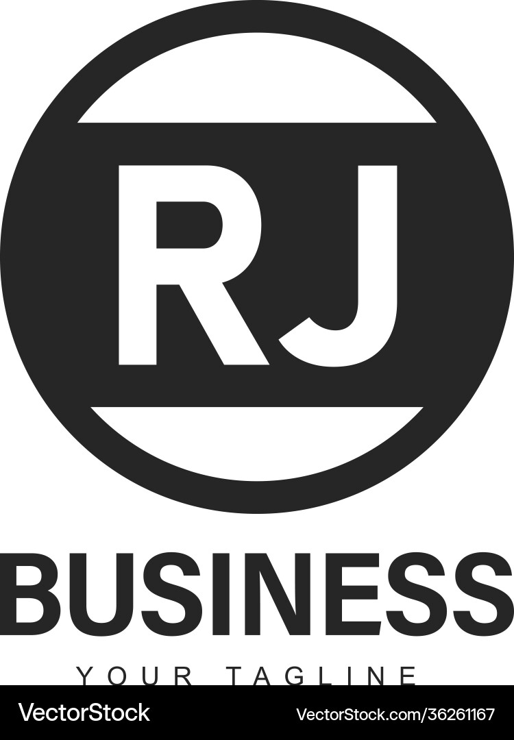 Rj initial a logo design with abstract style vector image
