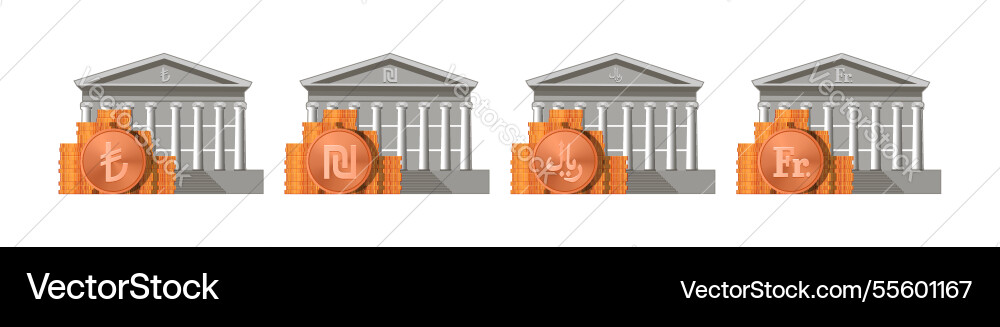 Set icons stacks bronze coins bank Set icons stacks bronze coins bank vector image