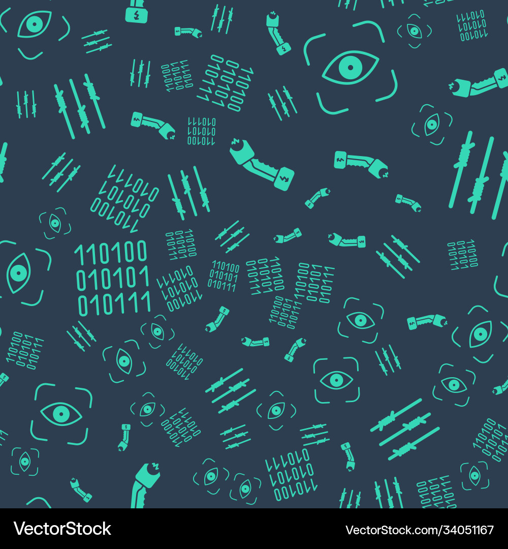 Set police electric shocker eye scan binary code Vector Image