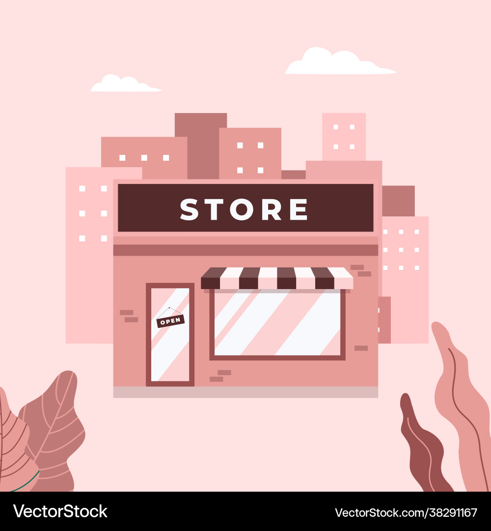 Store shop or cafe front exterior facade Store shop or cafe front exterior facade vector image