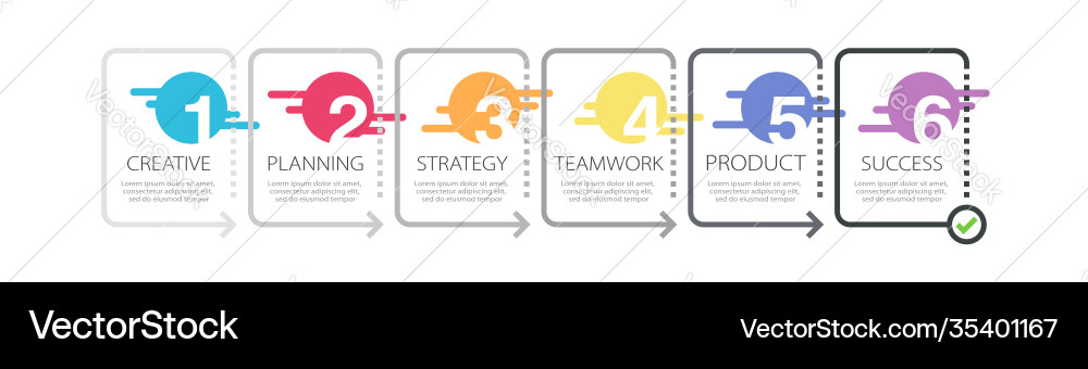 Thin line infographic template with 6 steps Vector Image