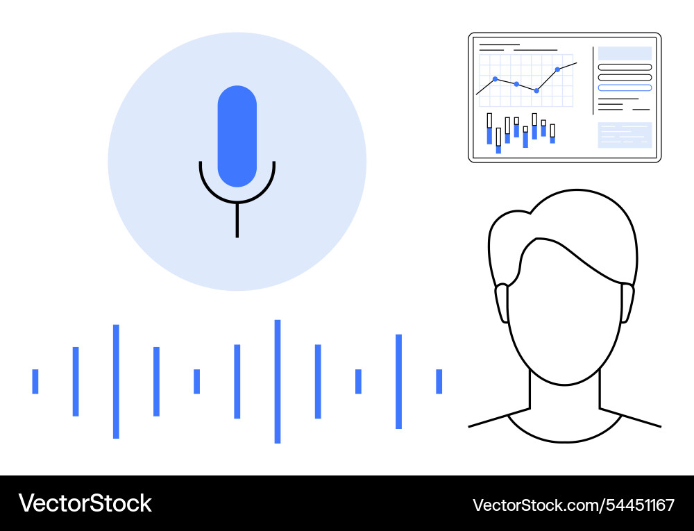 Voice recognition with microphone user avatar Voice recognition with microphone user avatar vector image