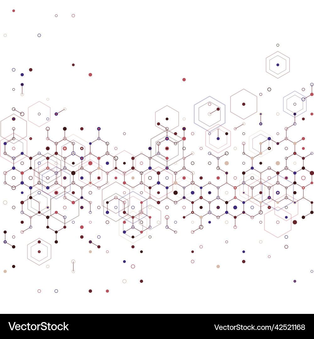 A lot of hexagonal cells communication connection A lot of hexagonal cells communication connection vector image