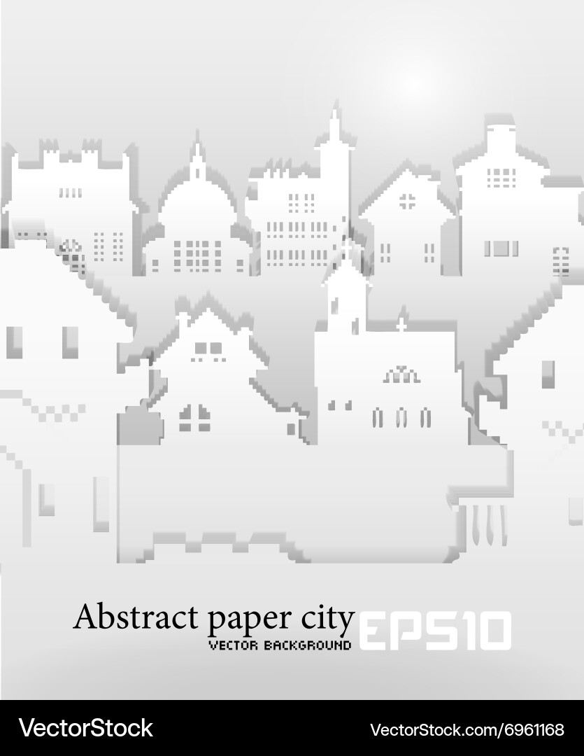 Abstract background with old building 3d paper Vector Image