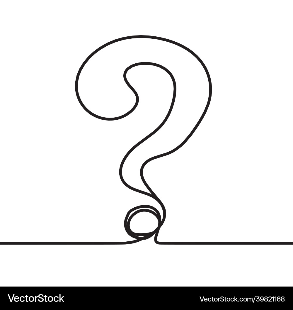 Abstract question mark continuous lines drawing Abstract question mark continuous lines drawing Vector Image