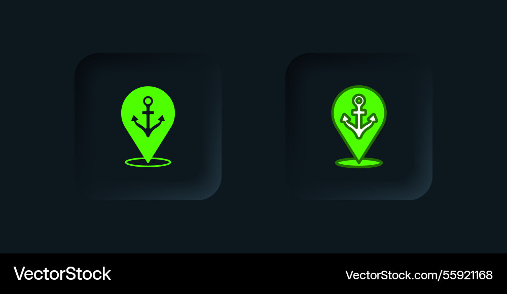 Green map pointer with anchor icon isolated Green map pointer with anchor icon isolated vector image
