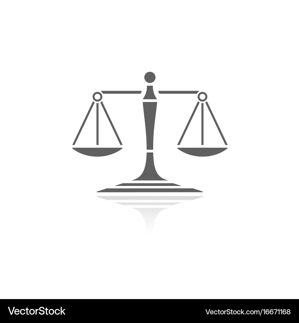 Justice Scales Icon with Reflection Vector Image
