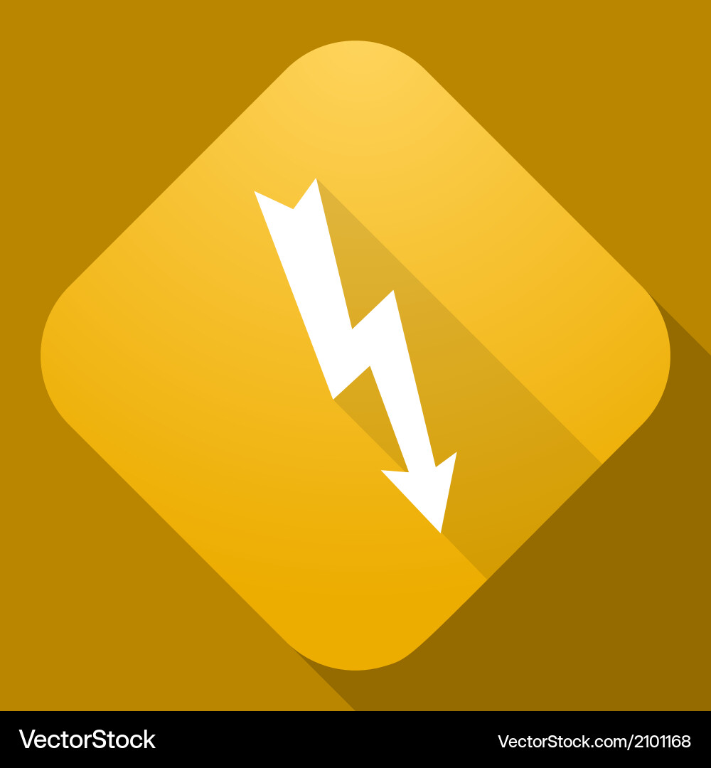 Lightning Bolt Icon - Sharp Shadow vector image