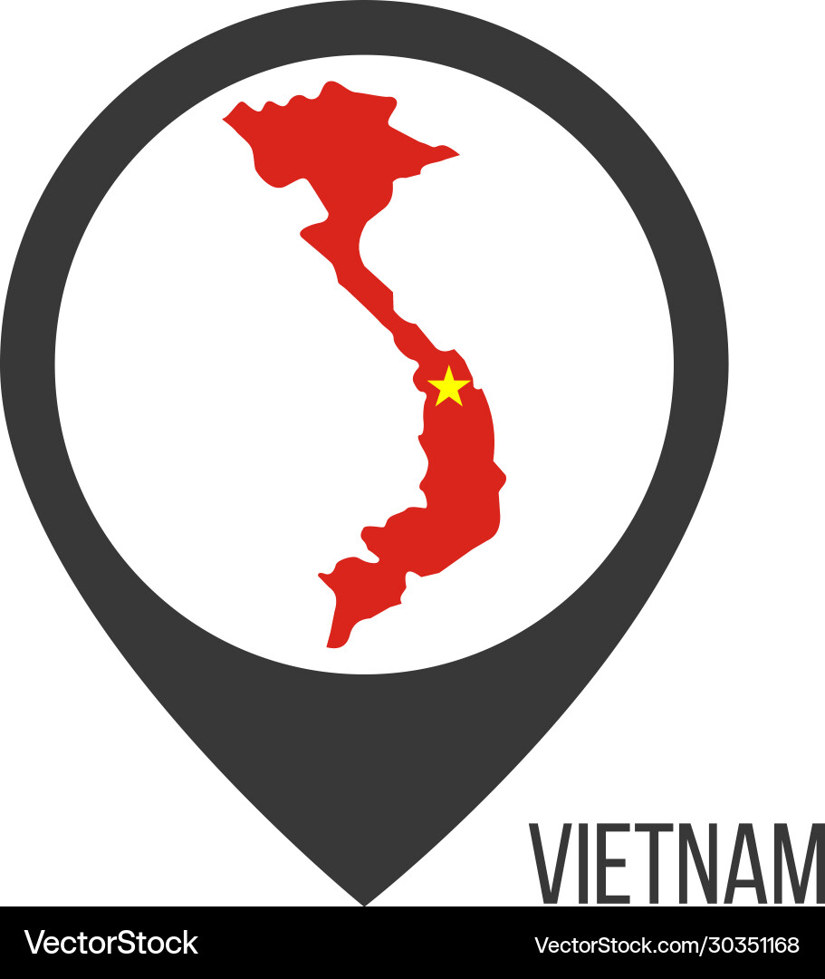 Map pointers with contry vietnam flag vector image