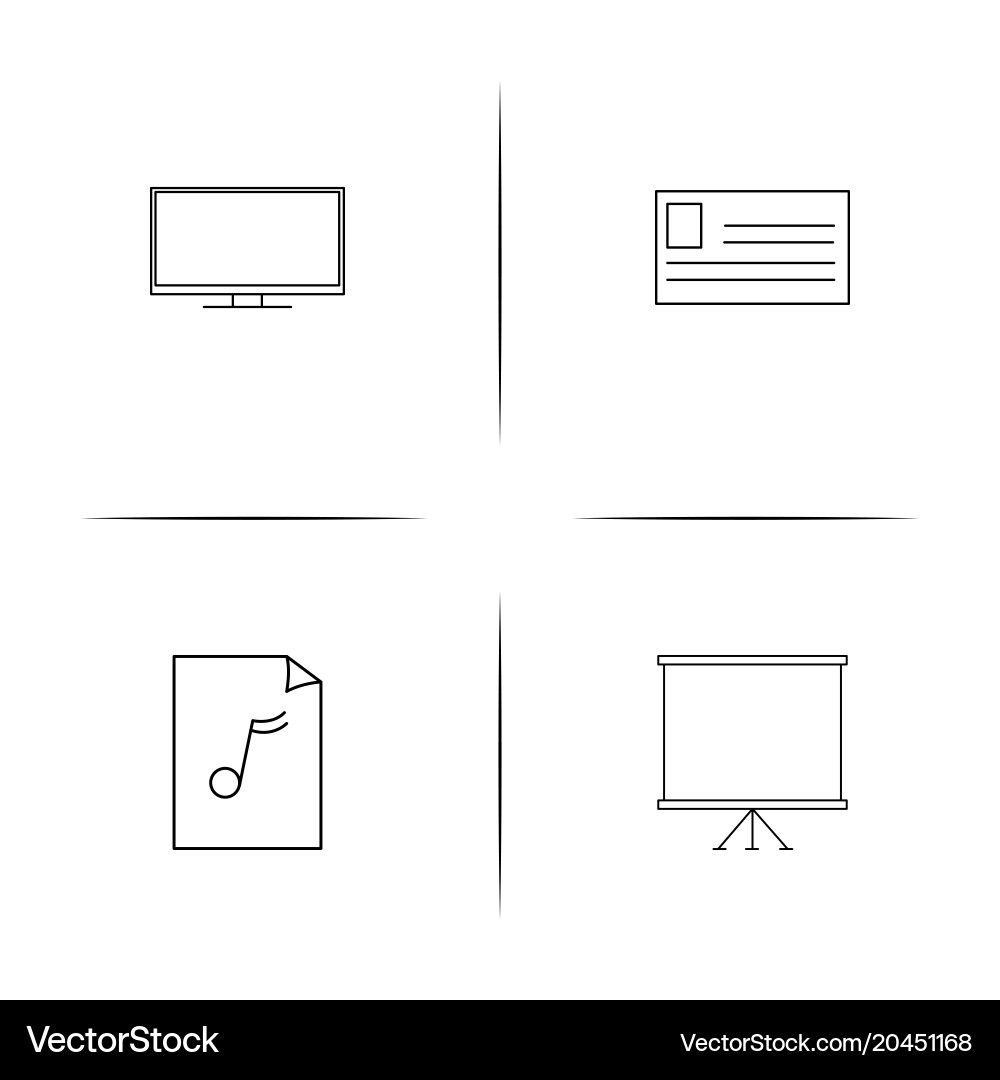 Office simple linear icon setsimple outline icons vector image