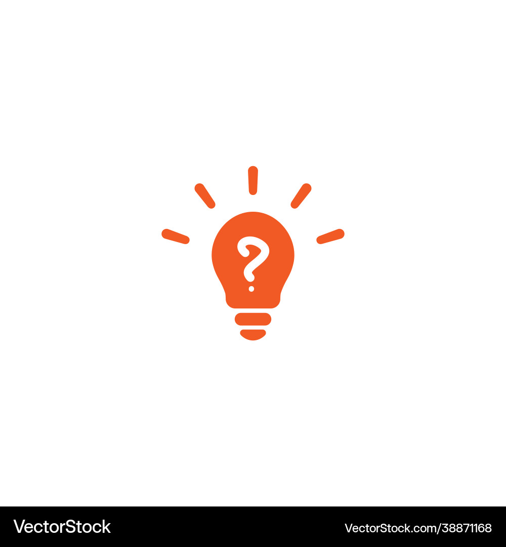 Red bulb with question and rays flat icon Red bulb with question and rays flat icon Vector Image
