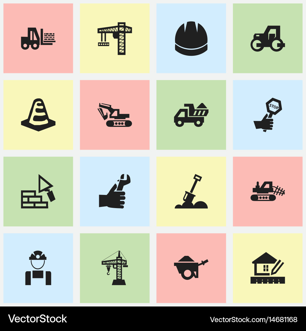 Set of 16 editable structure icons includes vector image