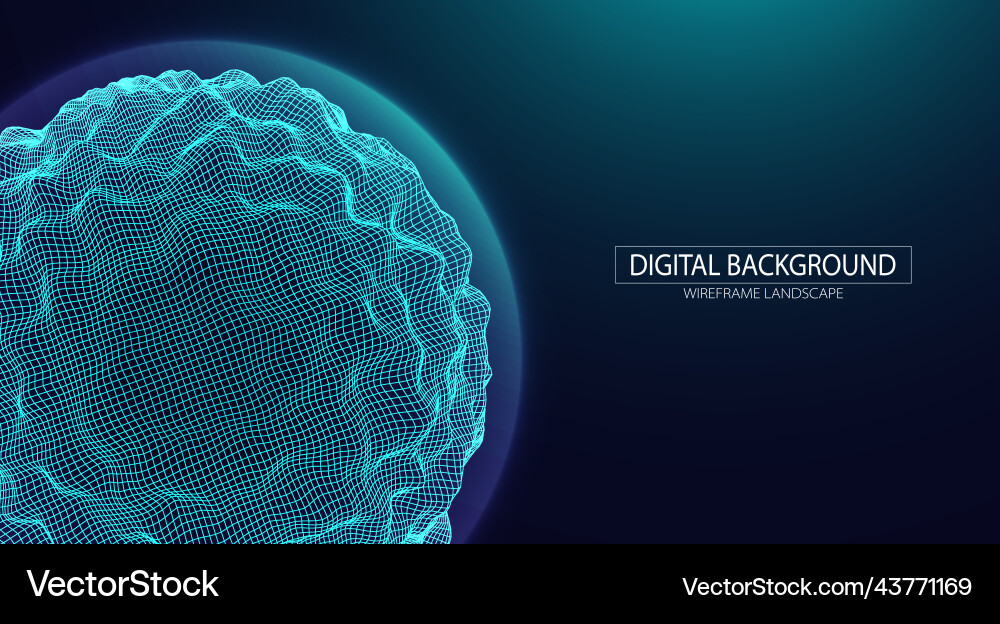 Abstract sphere background with waves 3d surface Abstract sphere background with waves 3d surface vector image